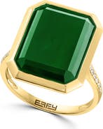 EFFY 14K Gold Pavé Diamond & Green Onyx Ring
