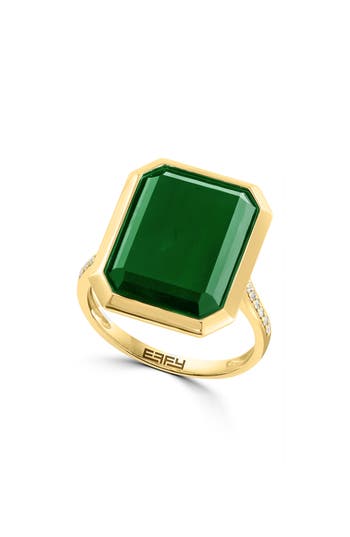 Effy 14k Gold Pavé Diamond & Green Onyx Ring In Gold