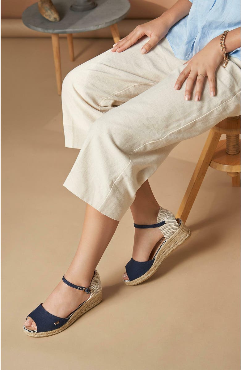VISCATA Cavall Canvas Espadrille Sandal Wedges, Alternate, color, Navy Blue