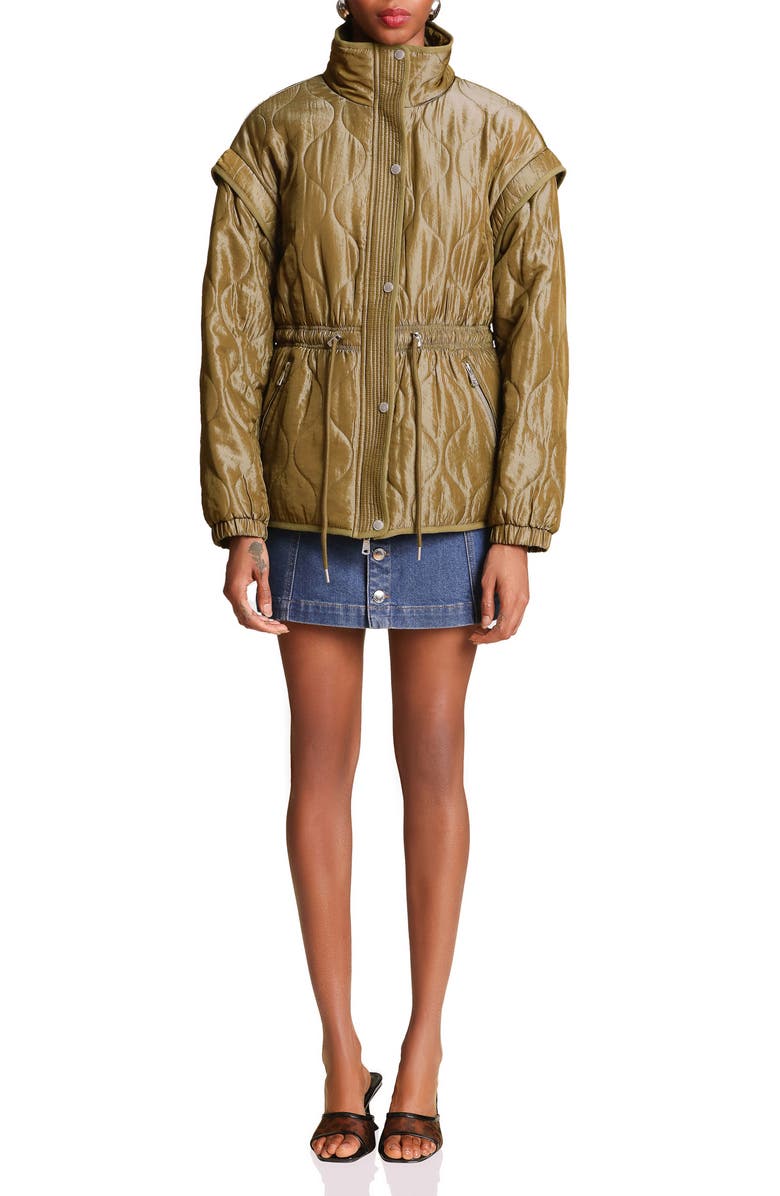 Avec Les Filles Drawstring Waist Quilted Jacket, Alternate, color, Seagrass