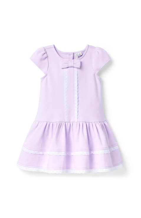 Eyelet Trim Ponte Dress (Toddler, Little Kid, Big Kid)