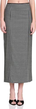 Avec Les Filles Gingham Cotton & Linen Blend Maxi Skirt
