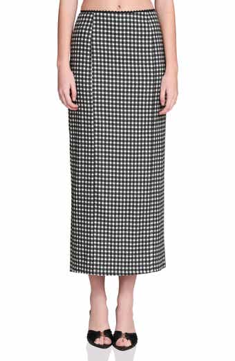 Gingham Cotton & Linen Blend Maxi Skirt