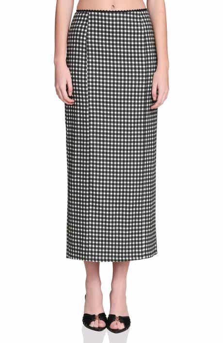 Gingham Cotton & Linen Blend Maxi Skirt