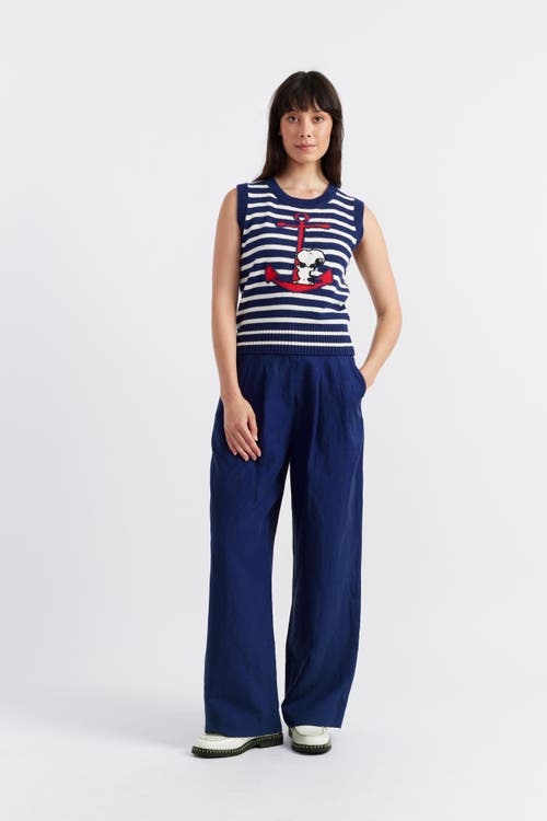 CHINTI & PARKER CHINTI & PARKER CHINTI MEETS PEANUTS EMBROIDERED SNOOPY ANCHOR TANK 