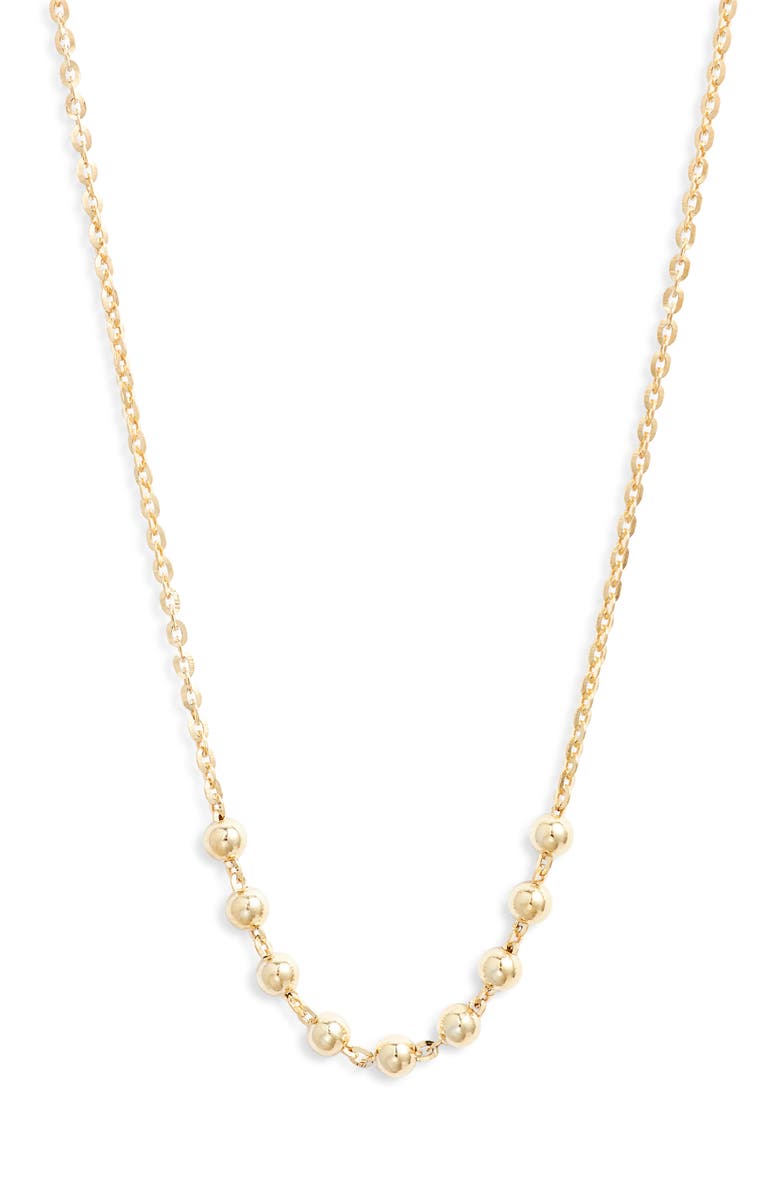Argento Vivo Sterling Silver Beaded Frontal Chain Necklace, Main, color, Gold