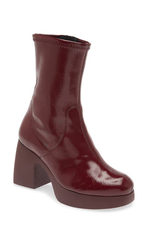 Maroon heeled boots best sale