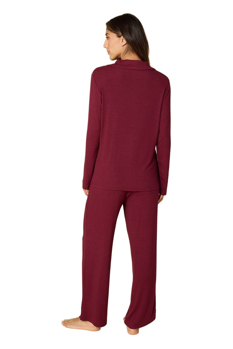 Aria  Slim Notch Collar PJ Set, Alternate, color, Cherry Cola