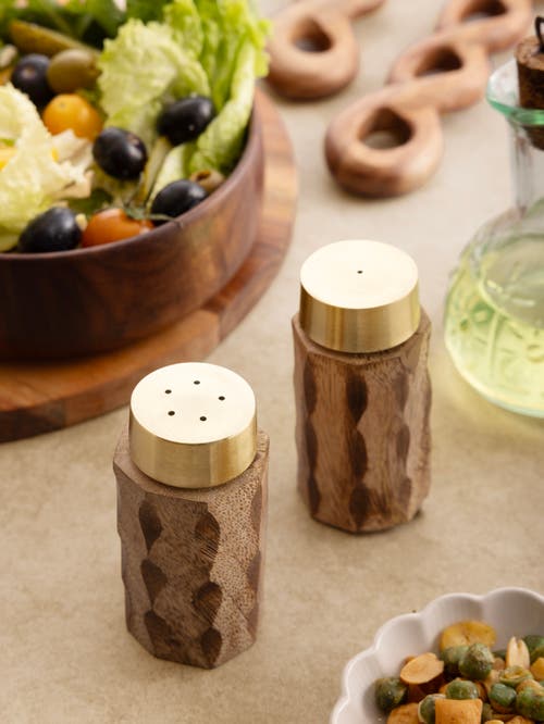 Gauri Kohli Macello Salt & Pepper Shakers In Brown
