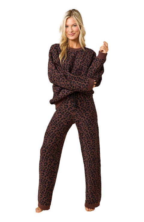 Softies Marshmallow Leopard Crew Neck Lounge Set
