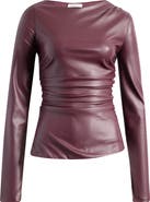 Mistress Rocks Faux Leather Asymmetric Split Hem Top
