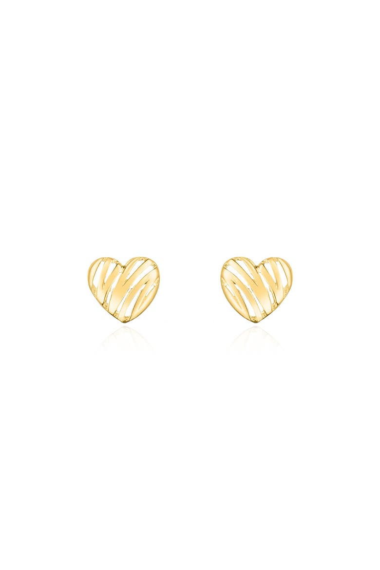 Scribble Heart Stud Earrings, Alternate, color, Yellow Gold