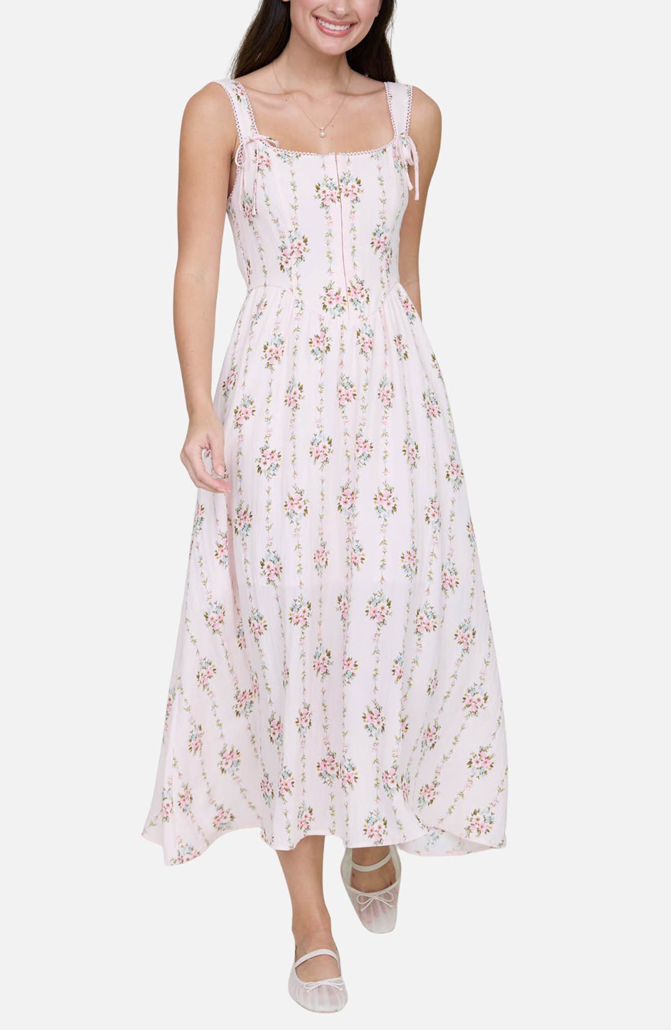 Blu Pepper Lace Trim Corset Fit & Flare Dress
