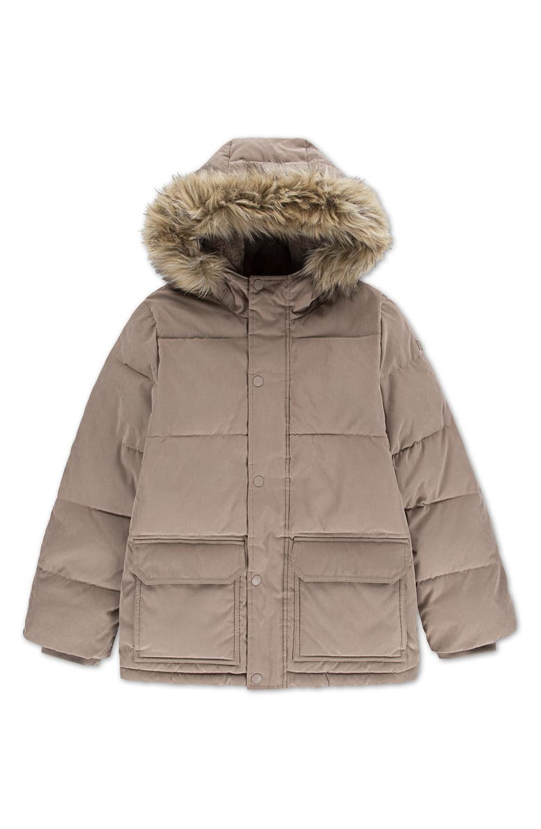 abercrombie kids Kids' Heavyweight Parka with Faux Fur Trim, Main, color, Anf Taupe Gray
