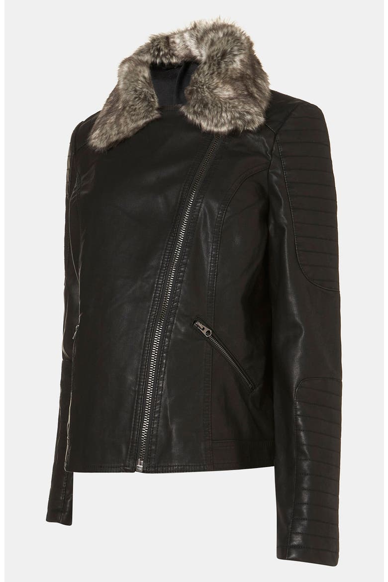 'Maddox' Faux Leather Maternity Jacket, Alternate, color, BLACK