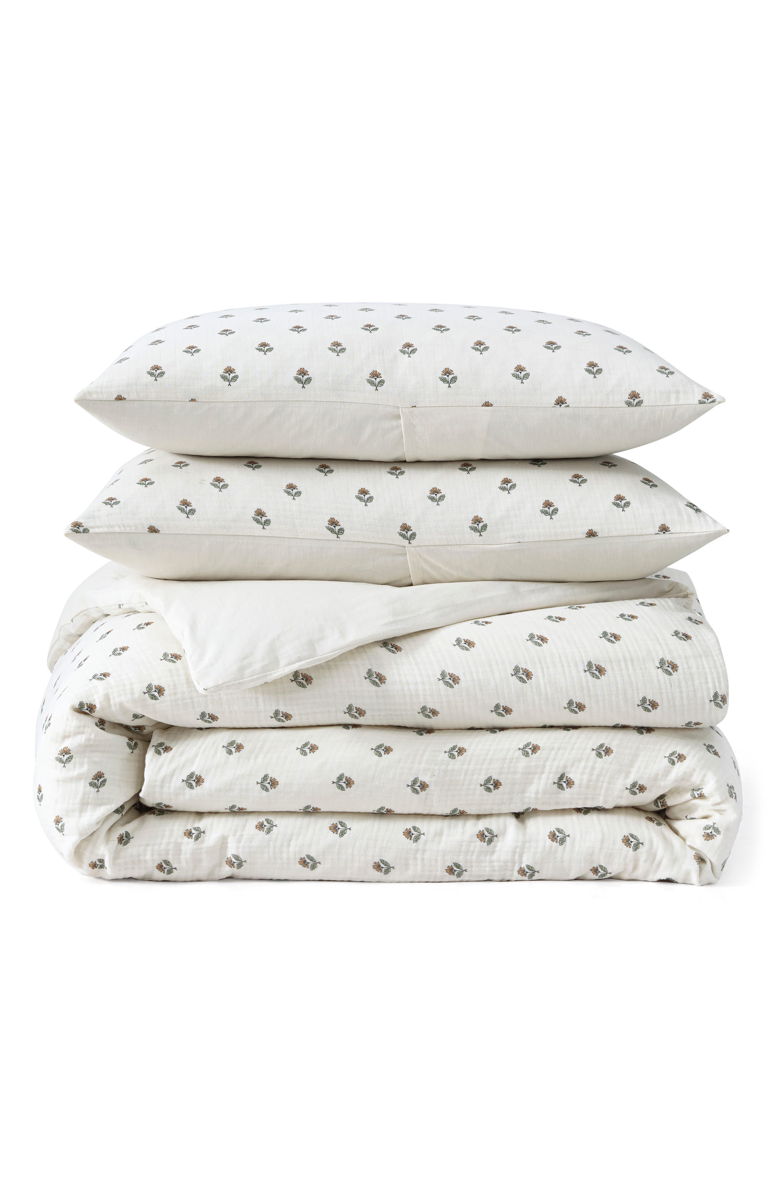 Peri Home Block Print Cotton Gauze Duvet & Shams Set - Ivory Multi, Full/Queen