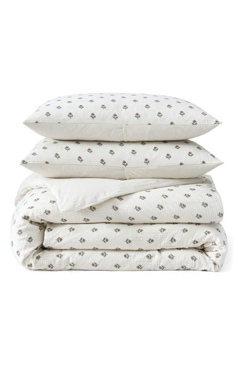 Block Print Cotton Gauze Duvet & Shams Set
