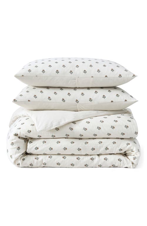 Peri Home Block Print Cotton Gauze Duvet & Shams Set In White