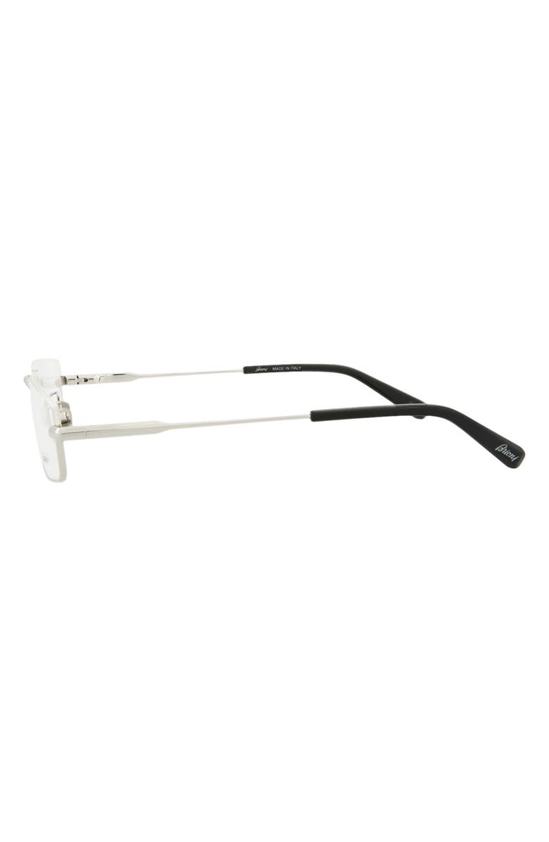 Brioni Novelty 56mm Rectangular Optical Glasses, Alternate, color, Silver Transparent