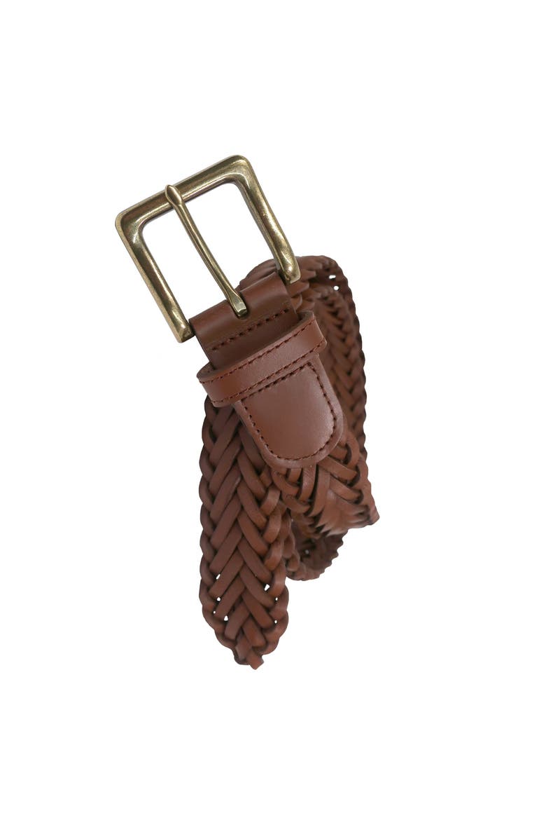 Natural Wax Pull Up Leather Belt, Main, color, Medium Brown