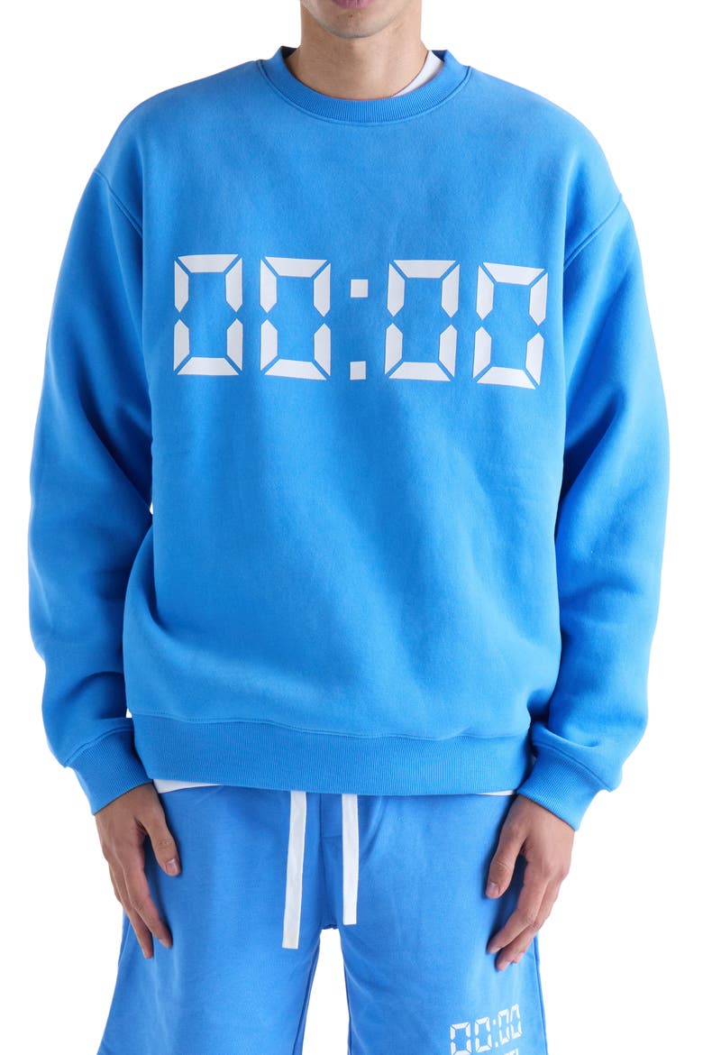 Us Against Time Crewneck Sweatshirt, Main, color, BRIGHT BLUE
