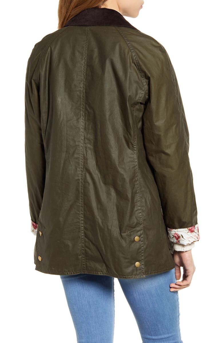 Barbour Violet Lightweight Waxed Cotton Canvas Coat, Alternate, color,