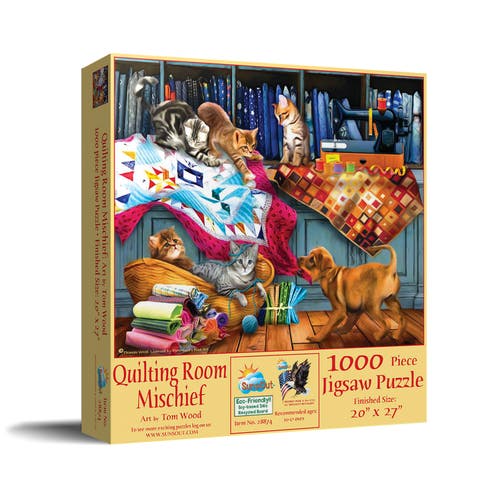 Quilting Room Mischief 1000 piece Jigsaw Puzzle for Adults
