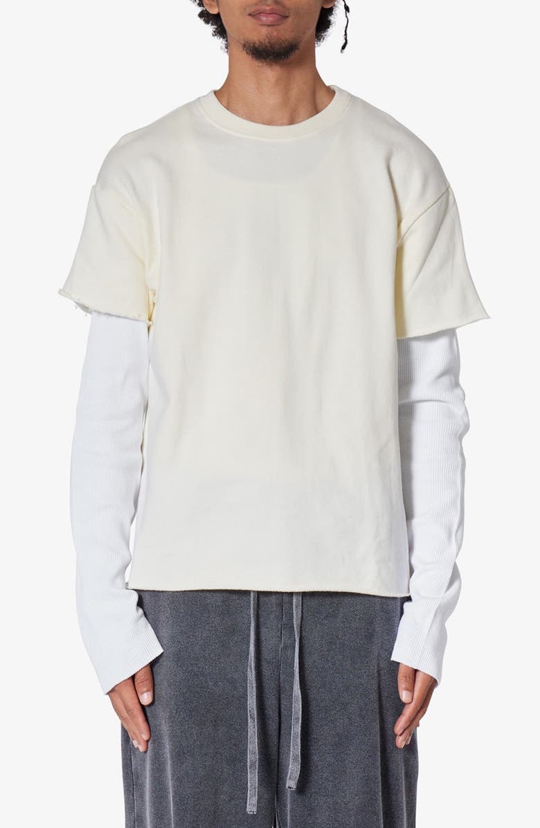 mnml Cotton French Terry Layered Long Sleeve T-Shirt, Main, color, Cream