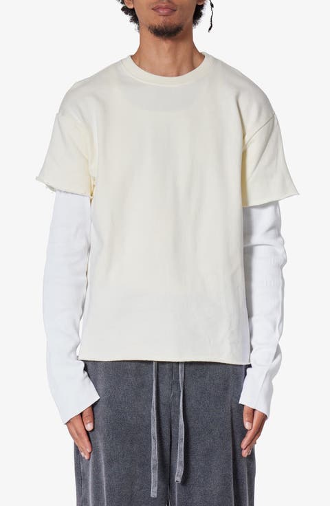 Cotton French Terry Layered Long Sleeve T-Shirt
