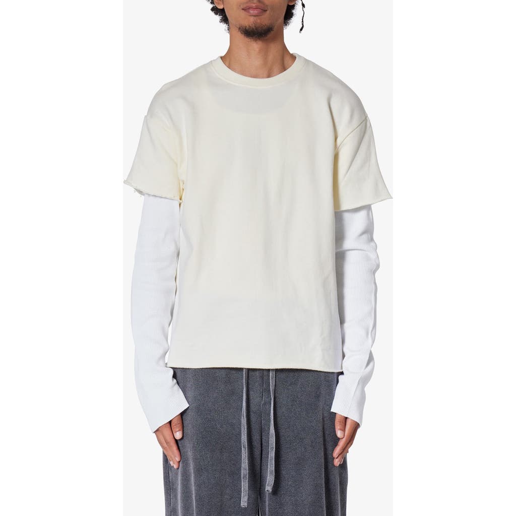 Mnml Cotton French Terry Layered Long Sleeve T-shirt In White