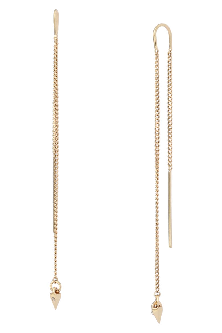 Pyramid Threader Earrings, Main, color, SHINY GOLD