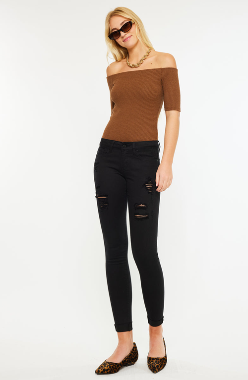 Kancan June Low Rise Ankle Skinny Jeans In Black
