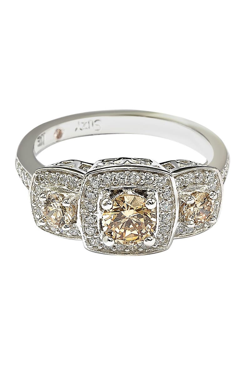 Sterling Silver Chocolate CZ Engagement Ring, Alternate, color, BROWN
