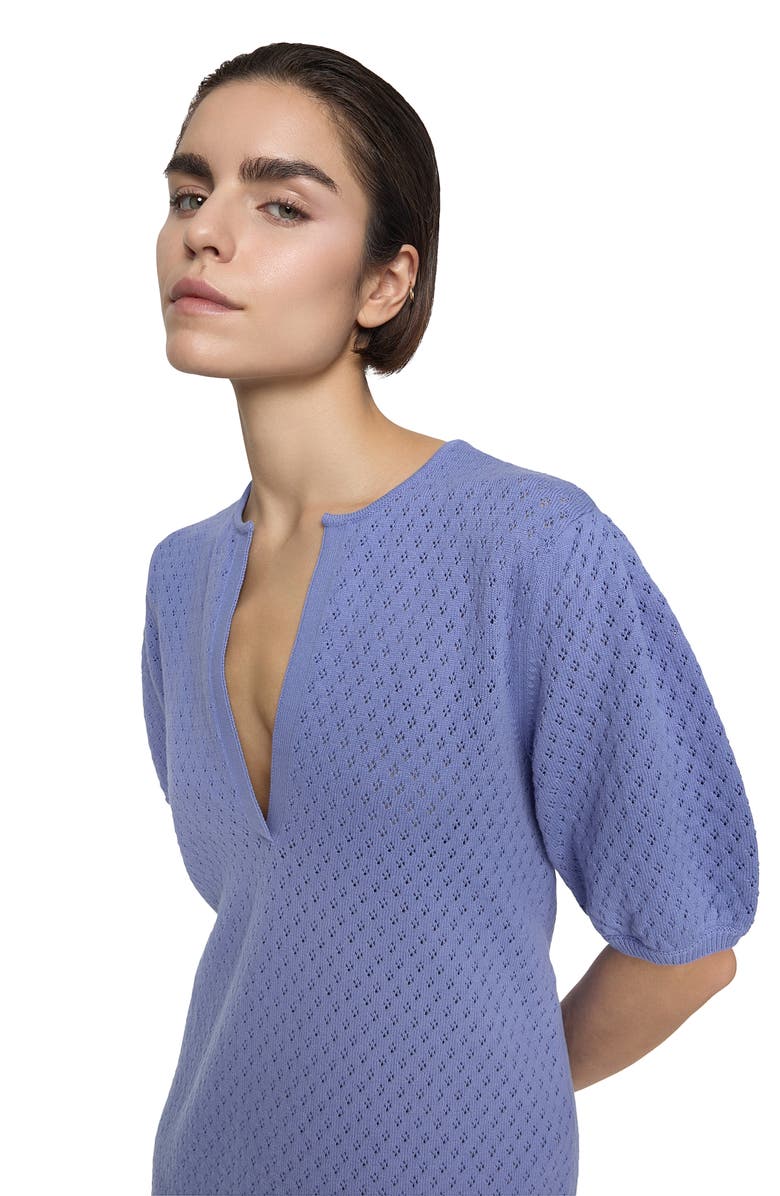 Rebecca Minkoff Carisa Puff Sleeve Pointelle Sweater Dress, Alternate, color, Periwinkle