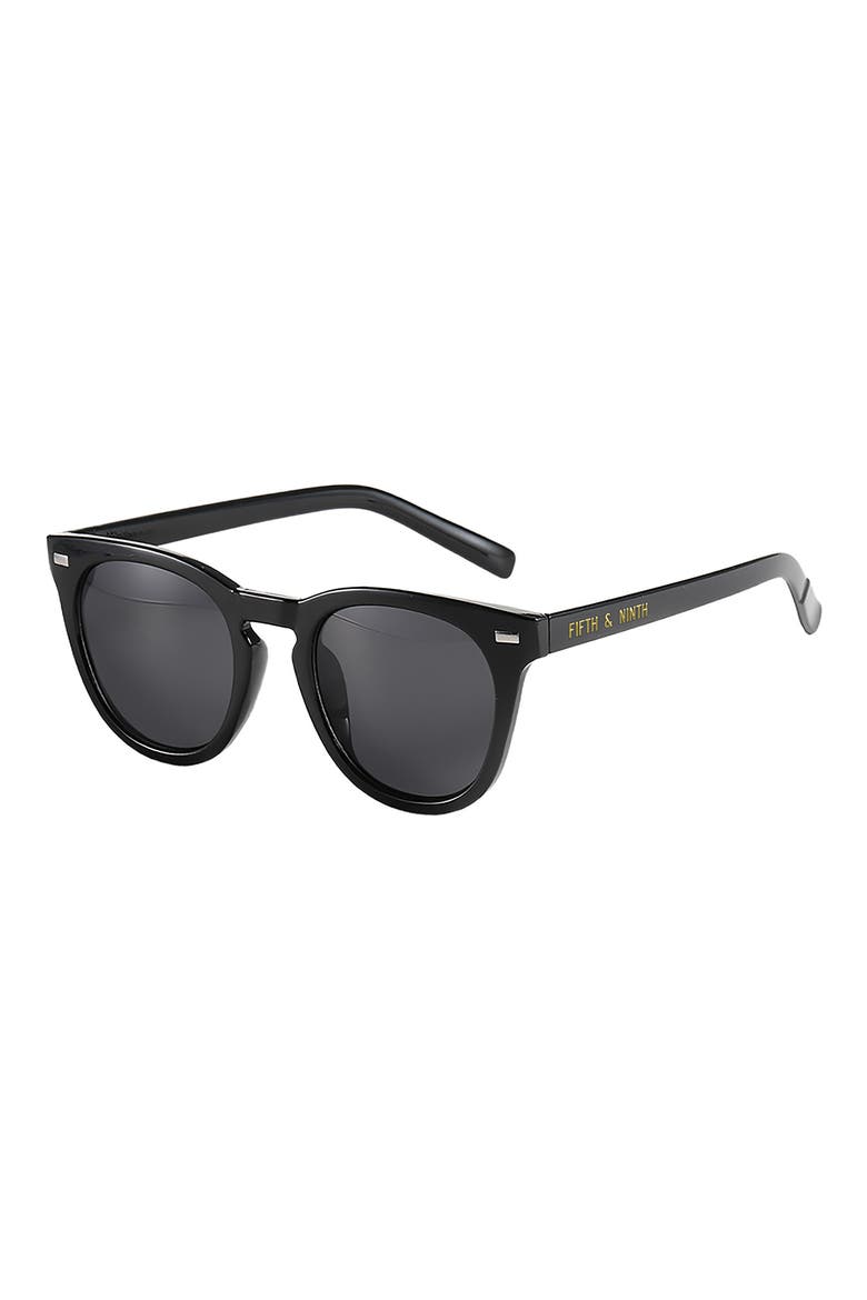 Raleigh 55mm Round Sunglasses, Main, color, BLACK/ BLACK