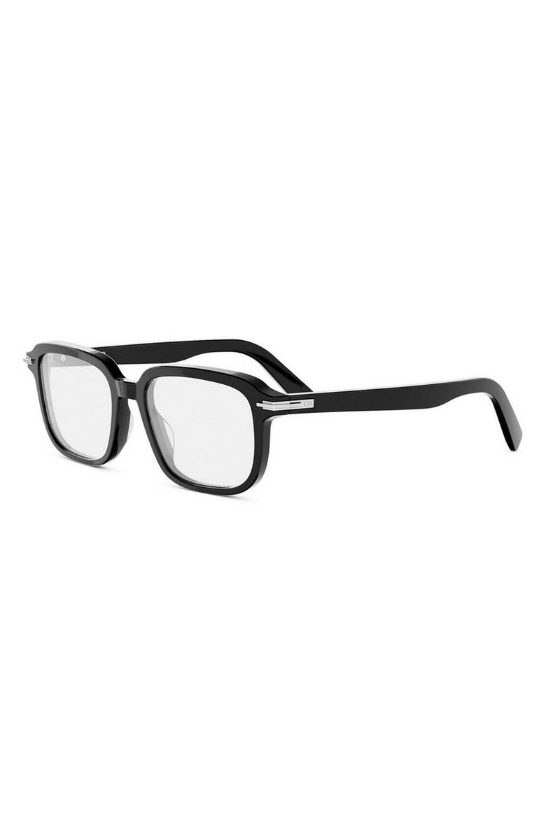 DIOR Blacksuit S26I 53mm Rectangular Optical Glasses, Alternate, color, Shiny Black