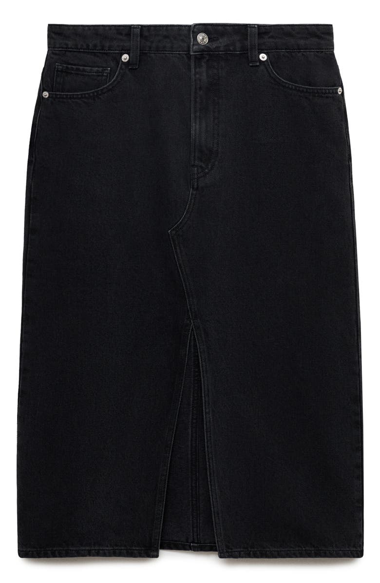 MANGO Denim Midi Skirt, Alternate, color, Black Denim