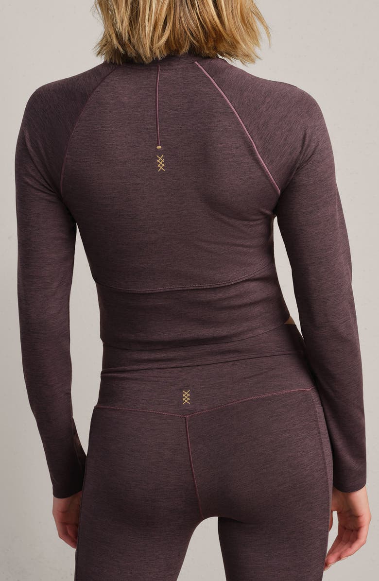 Rhone Heather Revive Crop Quarter Zip Top, Alternate, color, Deep Mauve Heather