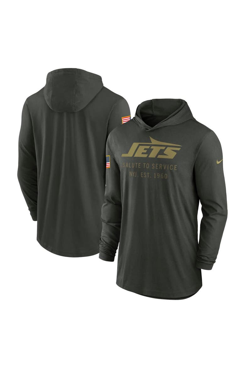 Men's Nike Forest Green New York Jets 2025 Salute to Service Sideline Dri-FIT Lightweight Hooded Pullover, Main, color, Forest Green