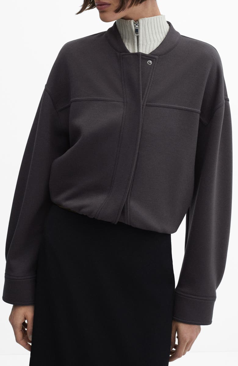 MANGO Seamed Knit Bomber Jacket, Main, color, 