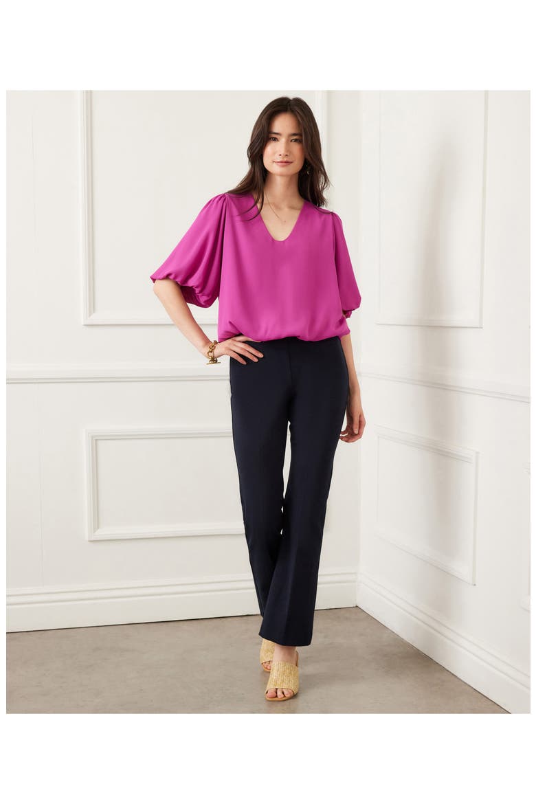Puff Sleeve Crepe Top, Alternate, color, ORCHID