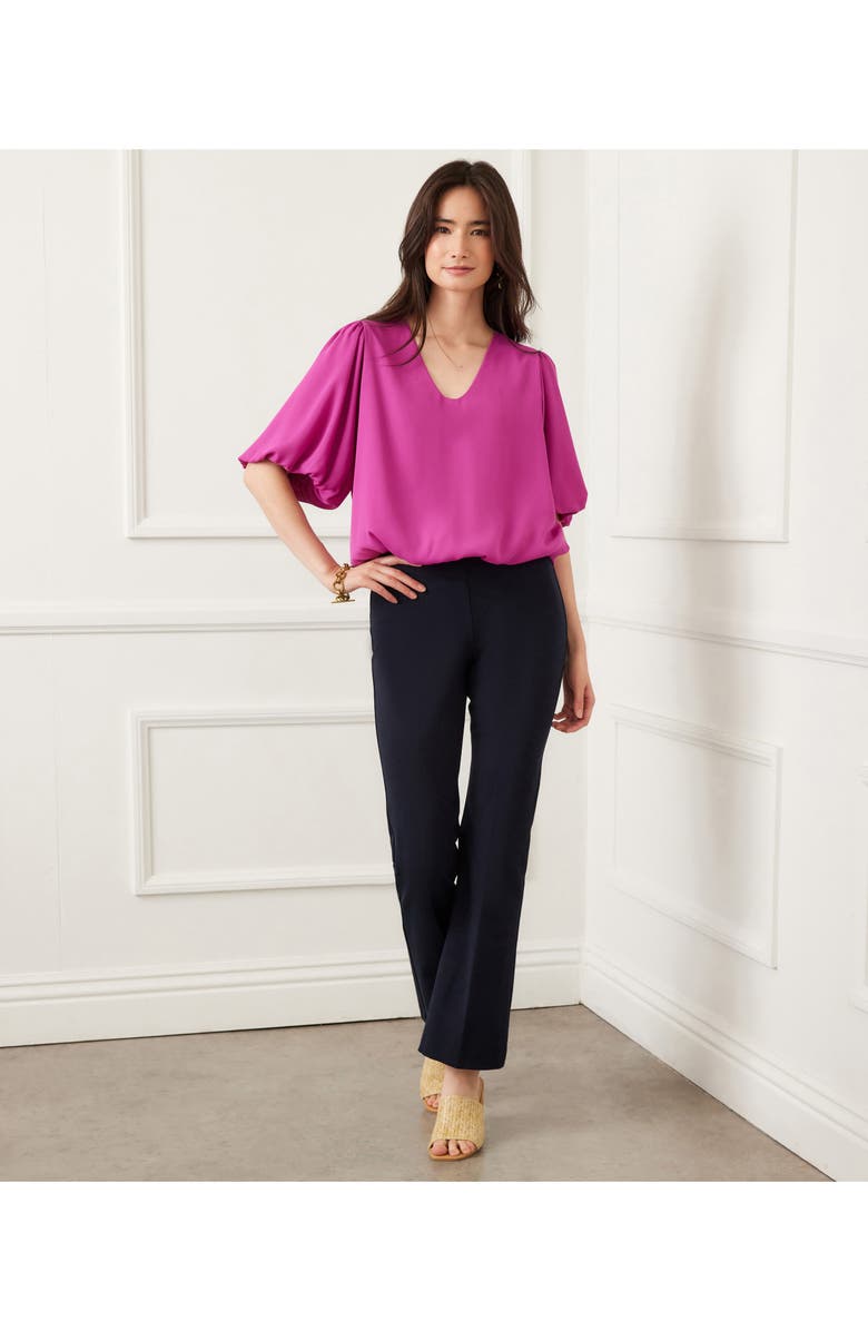 Karen Kane Puff Sleeve Crepe Top, Alternate, color, Orchid
