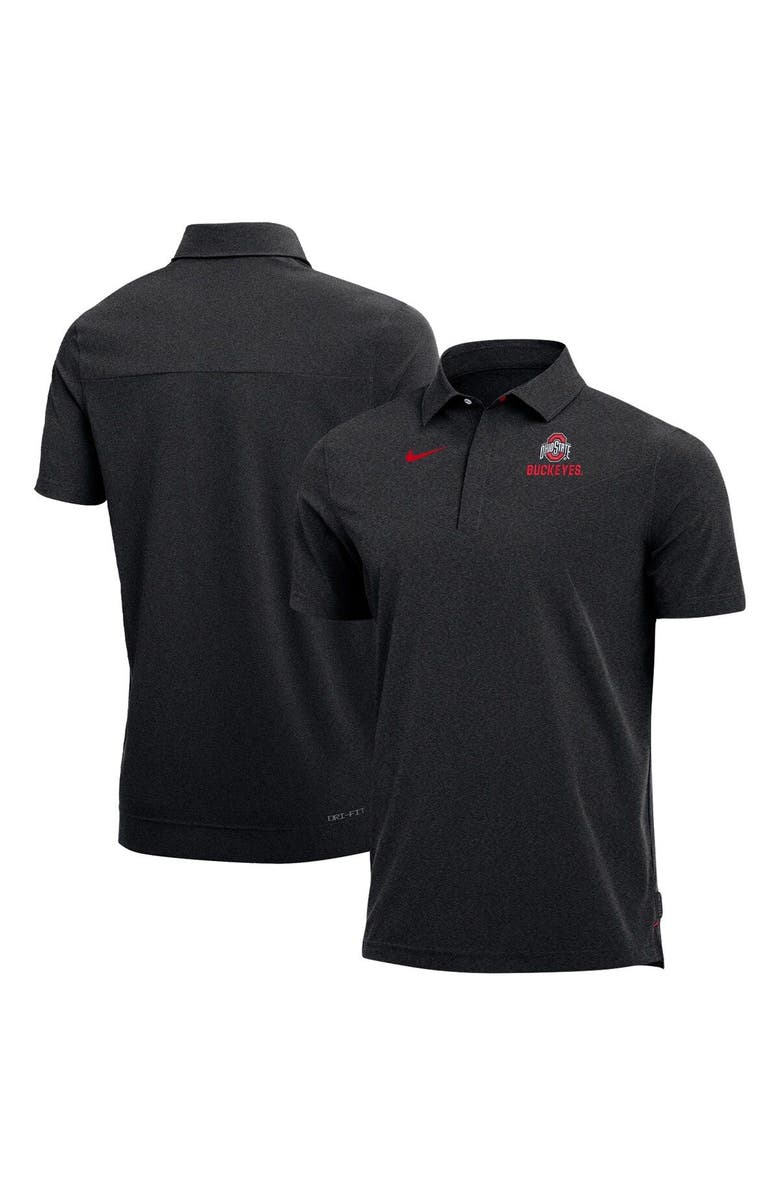 Nike Men's Nike Heathered Black Ohio State Buckeyes 2022 Coach Performance Polo, Main, color, 