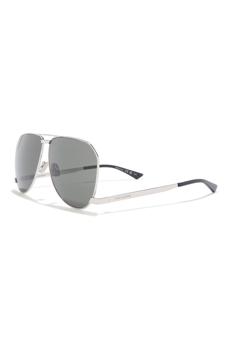 Saint Laurent 61mm Aviator Sunglasses, Alternate, color, Silver Silver Grey