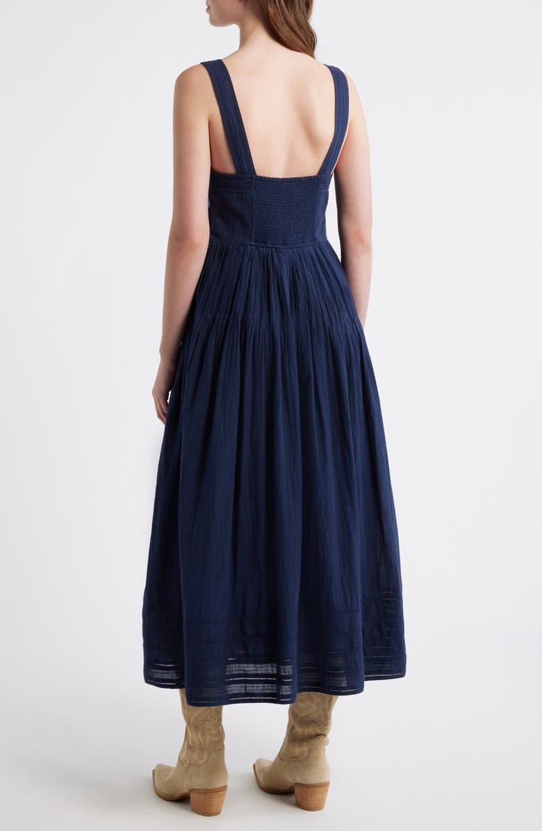 THE GREAT. The Daybreak Cotton Midi Dress, Alternate, color, Navy