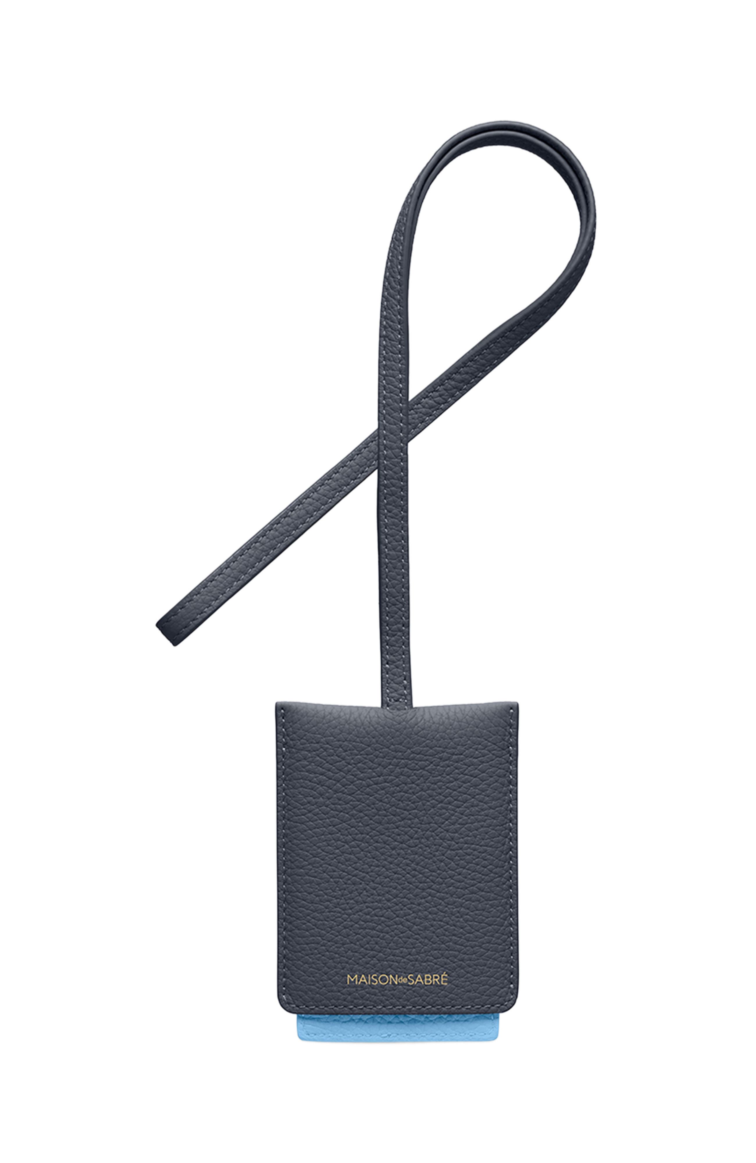 MAISON de SABRÉ Leather ID Lanyard, Alternate, color, Graphite Sky