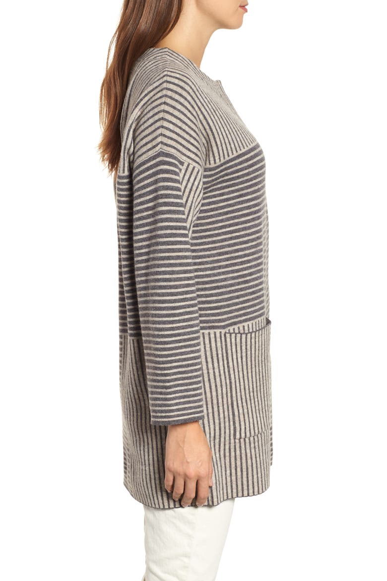 Stripe Merino Wool Cardigan, Alternate, color, ASH