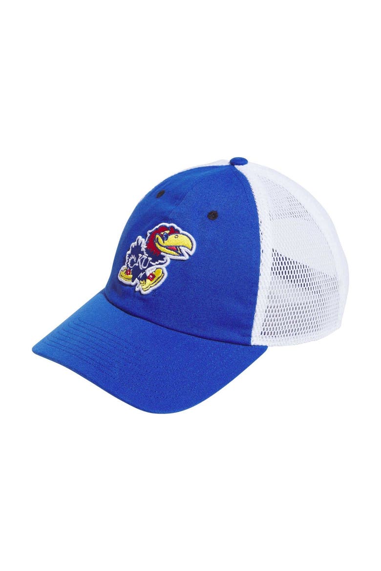Men's adidas Royal Kansas Jayhawks Mascot Slouch Trucker Adjustable Hat, Main, color, Royal