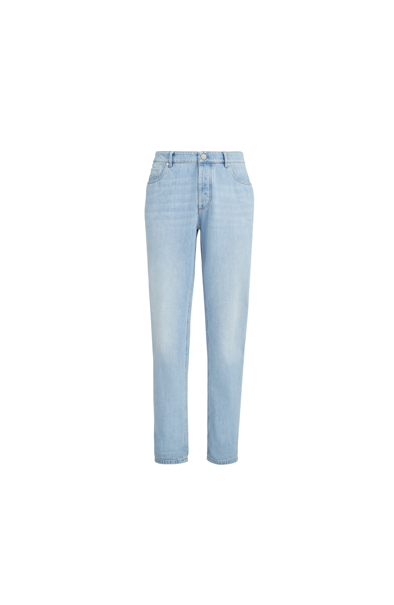 Brunello Cucinelli Traditional fit five-pocket trousers, Main, color, Light Blue Denim