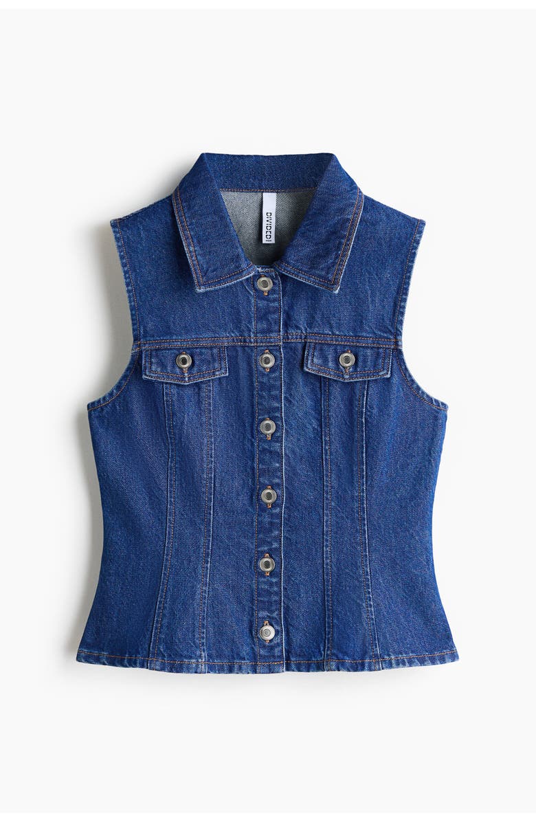 H&M Peplum denim vest, Alternate, color, Denim Blue
